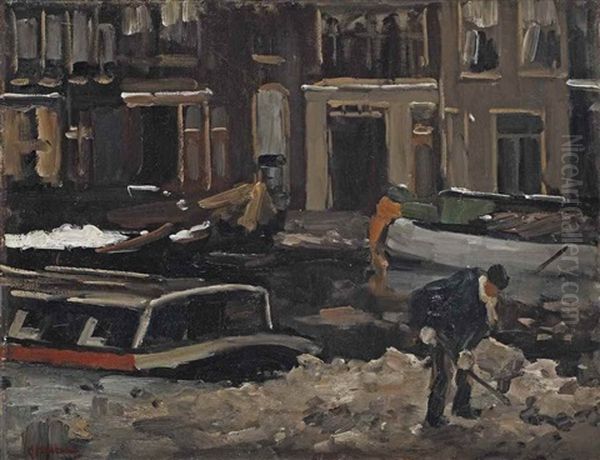 A Canal In Winter, Amsterdam - view 1