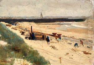 Werkzaamheden Aan De Scheveningse Kust Bij De Binnenhaven