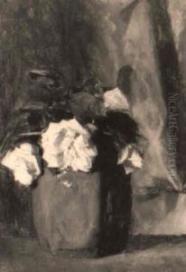 Bloemstilleven Met Gele Rozen In Een Gemberpot by Floris Arntzenius