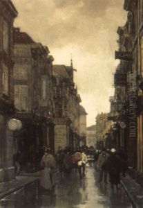 Figures In The Grote Spuistraat, The Hague by Floris Arntzenius