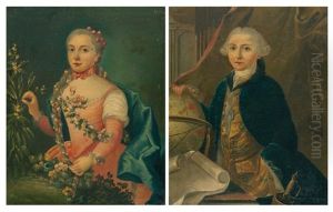Portrait D'un Gentilhomme (+ Portrait De Sa Femme; Pair) by Claude Arnulphy