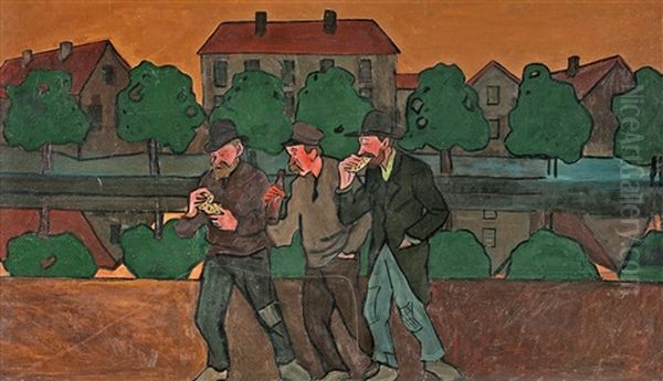 Tre Sjaare Vid Fattighusan, Goteborg (three Wharfies By Fattighusan, Gothenburg) - view 1