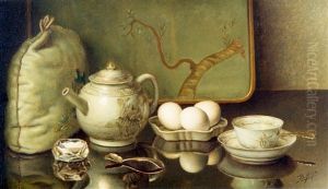 Tea Table With Pot, Cup And Eggs by Bernardus Arps