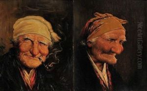 Portrait De Vieil Homme Et Vieille Femme (2 Works) by Roman Arregui