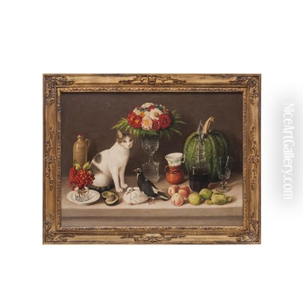 Still Life With Cat And Birds - view 1