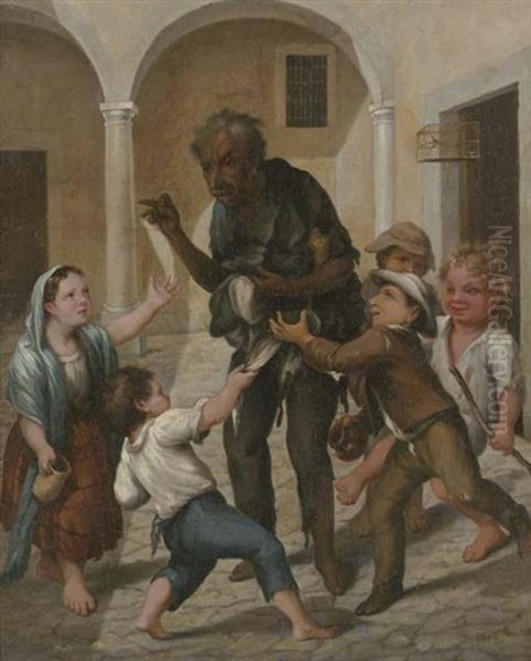El Claco De Risa (un Hombre En Harapos Rodeado De Ninos) - view 1