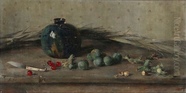 Stilleven Met Kruik En Fruit Op Entablement - view 1