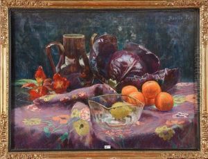 Nature Morte Au Chou, Aux Oranges, Au Citron Et Aux Fleurs