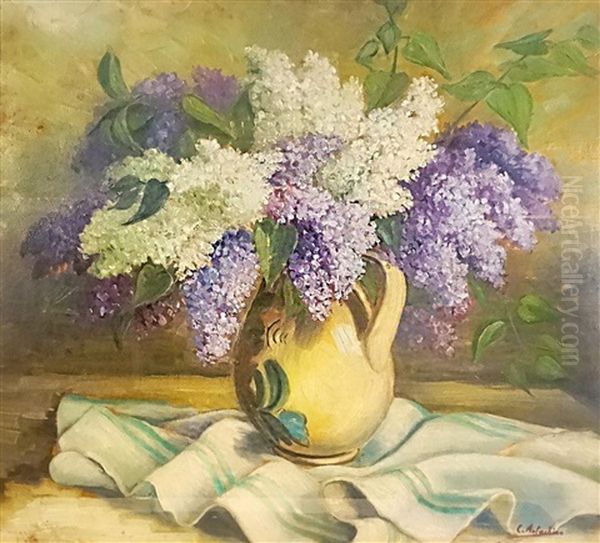 Pot With Lilac Flowers - view 1