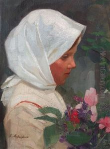 Little Girl With Flowers by Constantin Artachino