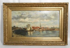 Port En Hollande by Louis Artan De Saint-Martin