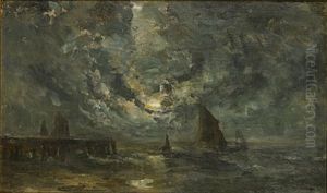 Zeegezicht (marine) by Louis Artan De Saint-Martin