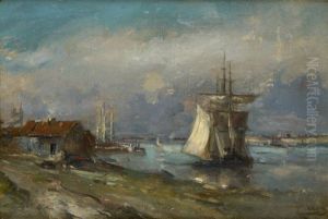 Voilier Dans L'estuaire by Louis Artan De Saint-Martin