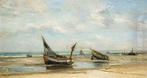 Le Bateaux Echoues Sur La Plage by Louis Artan De Saint-Martin