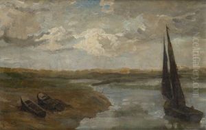 Voilier Dans L'estuaire by Louis Artan De Saint-Martin