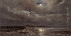 Clair De Lune - Vue Prise Des Ecluses D'heyst Vers Blankenberghe by Louis Artan De Saint-Martin