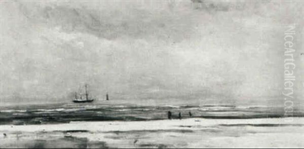 A Coastal Landscape by Louis Artan De Saint-Martin
