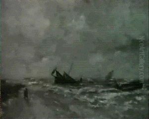 Barques De Peche En Mer Du Nord by Louis Artan De Saint-Martin