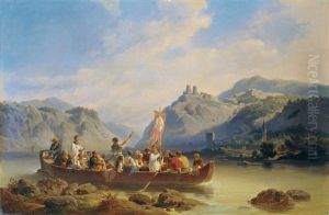 Die Uberfahrt Der Wallfahrer Uber Den Rhein by Mathias Artaria