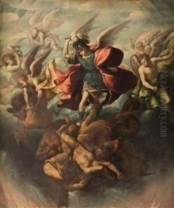 San Miguel Luchando Con Los Angeles Rebeldes by Sebastian De Arteaga