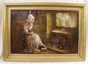 Dutch Woman In Interior by Charles John Arter
