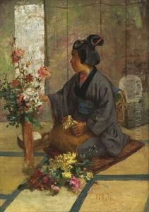 Arranging Flowers by Charles John Arter