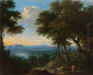 Drovers With Their Herd In An Extensive River Landscape