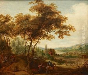 A Landscape With Travellers by Jacques d' Arthois