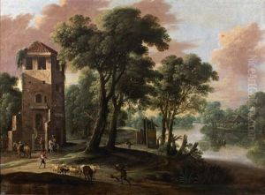 Paysage Avec Des Cavaliers Au Pied D'une Tour