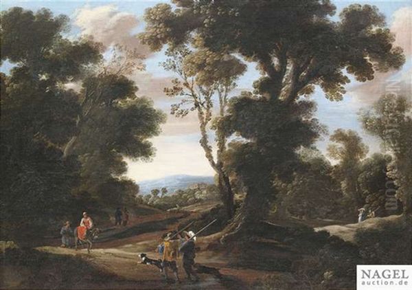 Waldlandschaft Mit Reisenden Und Jagern - view 1