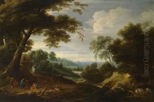 Weite Bewaldete Landschaft Mit Hirtenstaffage by Jacques d' Arthois