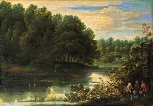 Bewaldete Flusslandschaft Mit Staffage by Jacques d' Arthois