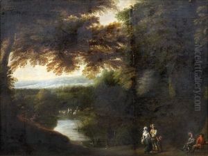 Bewaldete Fluslandschaft Mit Figurenstaffage by Jacques d' Arthois