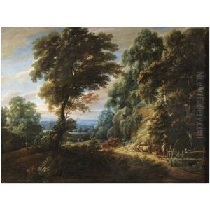 A Wooded Landscape With A Shepherdess Passing A Steep Bank (edge Of The Foret De Soignes?) A Wooded Landscape With A Shepherdess Passing A Steep Bank (edge Of The Foret De Soignes?)