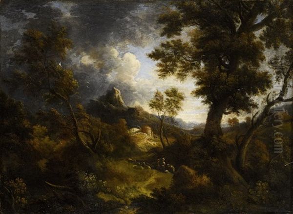 Bewaldete Landschaft Mit Hirten - view 1