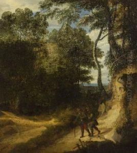 Baumlandschaft Mit Zwei Wanderern