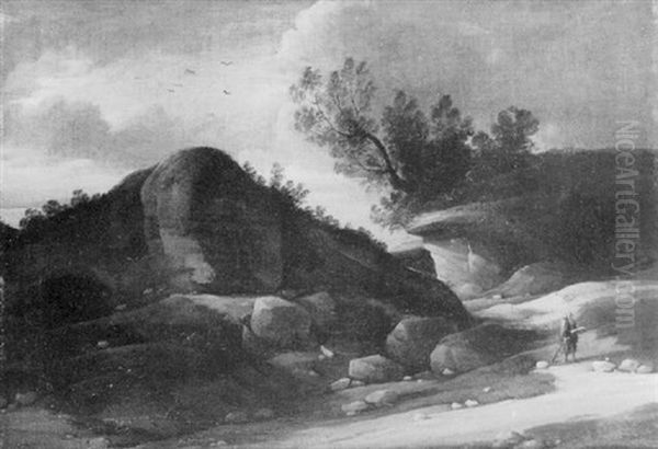 Paysage Avec Ermite Sur Un Chemin Creux - view 1