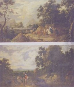 Extensive Mountainous Landscapes With Elegant Figures Hunting Extensive Mountainous Landscapes With Elegant Figures Hunting
