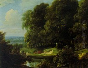 Wooded Landscape With Travellers On A Path