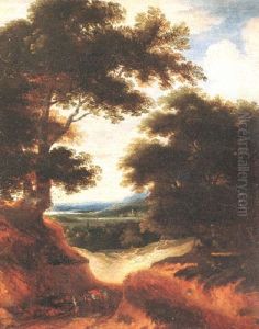 Landschaft Mit Einem Bauern Und Eseln