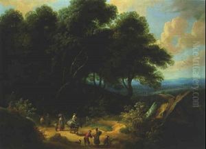 A Landscape With Peasants On A Sandy Track On Their Way To Market