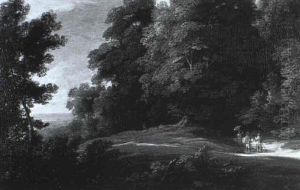 Sonnenbeschiene Lichtung Am Rande Eines Machtigen Laubwaldes by Jacques d' Arthois