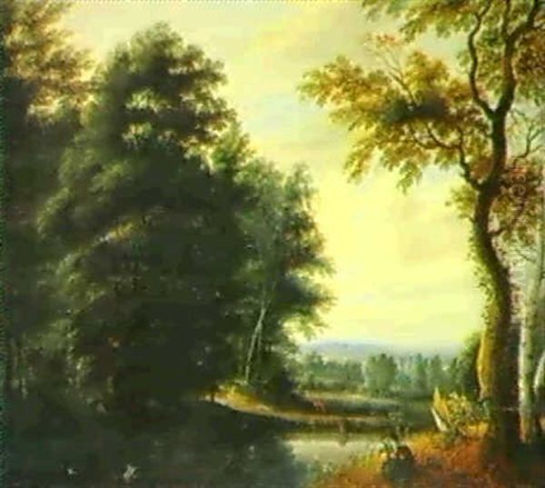 Jager In Einer Bewaldeten Flusslandschaft - view 1