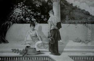 Woman Beside A Pool by Albert Emile Artigue