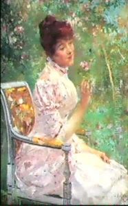 A Lady With A Rose by Albert Emile Artigue
