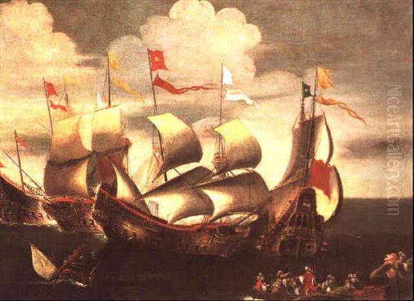 Combat Naval, Probablement Pres Du Port De Lepante, Que Don Juan D'autriche Gagne En 1571 Sur Les Turcs - view 1