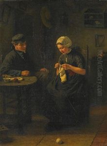 Junges Paar In Der Stube by David Adolf Constant Artz