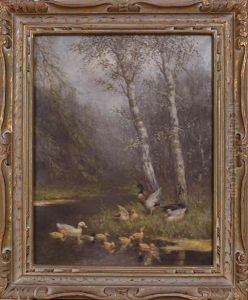 Ducks In Stream by David Adolf Constant Artz