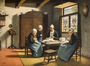Weisnaherinnen In Der Stube by David Adolf Constant Artz