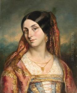 Portrait Einer Jungen Italienerin Oder Spanierin.
